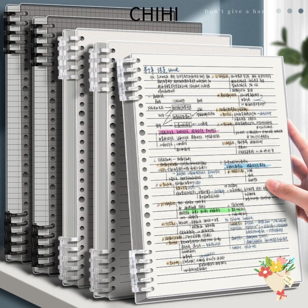 CHIHI สมุดโน๊ตแบบหลวม, แผ่นจดบันทึกไดอารี่โปร่งใส A4/A5 แนวนอน/ตารางด้านในหนา 60 แผ่นหนังสือไดอารี่โ
