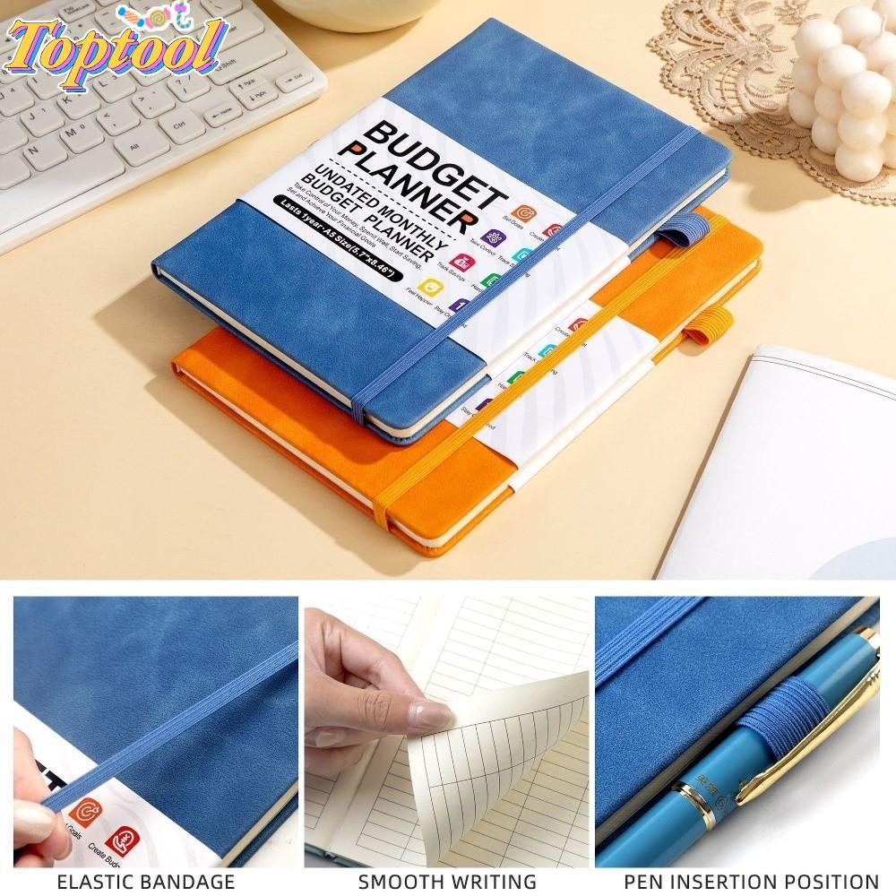 TOPTOOL Schedule Books, Multifunctional English Notepad Cash Budget Planner Notebook,แบบพกพา A5 Budg