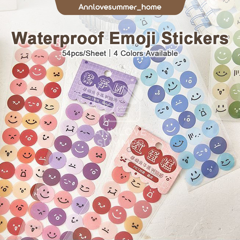 ASHINS Round Cute Emoji Sticker Waterproof Scrap Book Lable Stickers