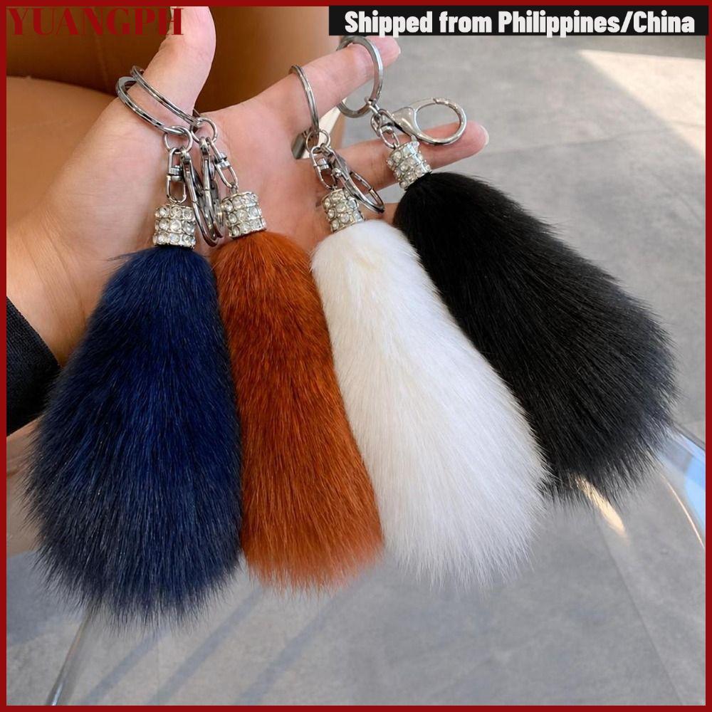 YUANGPH Fur Tail พวงกุญแจ, Fur Lobster Clasp Fur Tail Key แหวน, Fluffy Texture Multicolor Tail Shape