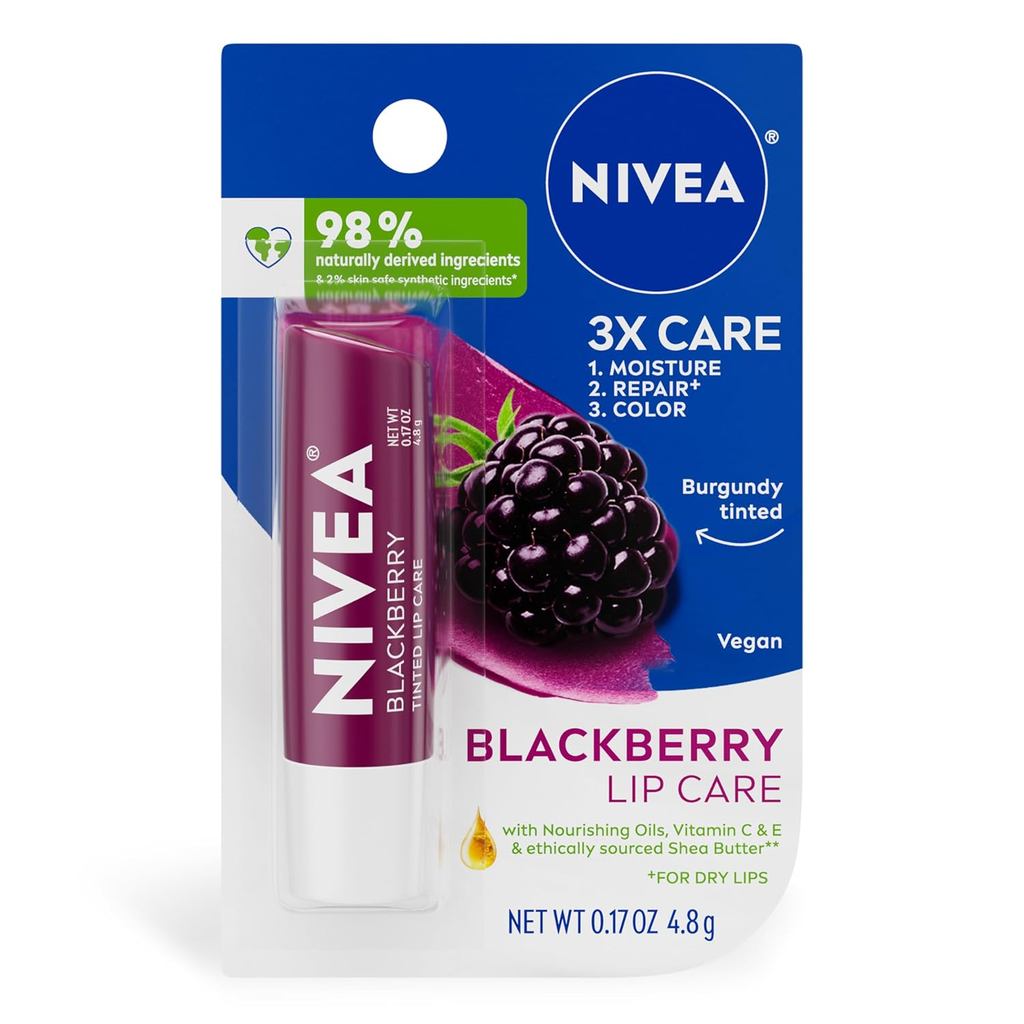 BerryLipCare,TintedLipBalmwithSheaButter,NourishingOilsandVitaminC&E,3-in-1Moisture,Repair(forDryLip