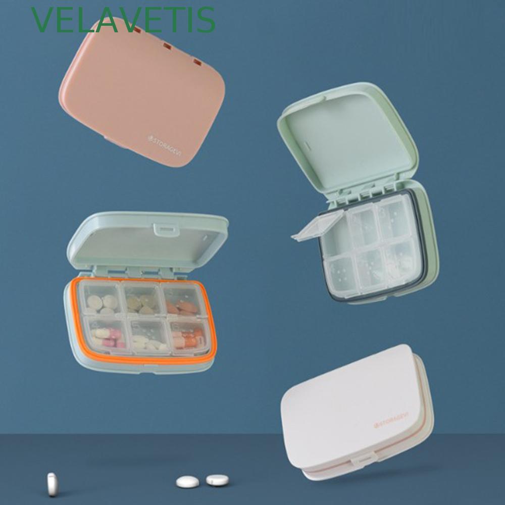 VELAVETIS Pill Case แบบพกพาคุณภาพสูง Pill Box Pill Organizer Case Candy Box 4/6 Grid Pill Tablet Dis