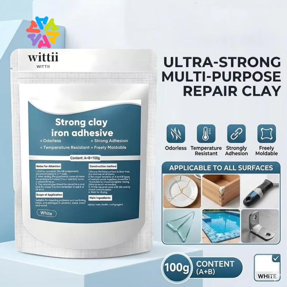 WITTII Iron Repair Putty, AB Repair Putty Hole บรรจุโลหะซ่อม Putty, Strong Bond สีขาวเหล็กหล่อ Putty