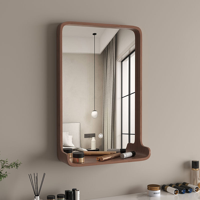 Bathroom Mirror LED Intelligent Wall Mounted Bathroom Mirror Solid Wood Bathroom Dressing And Makeup