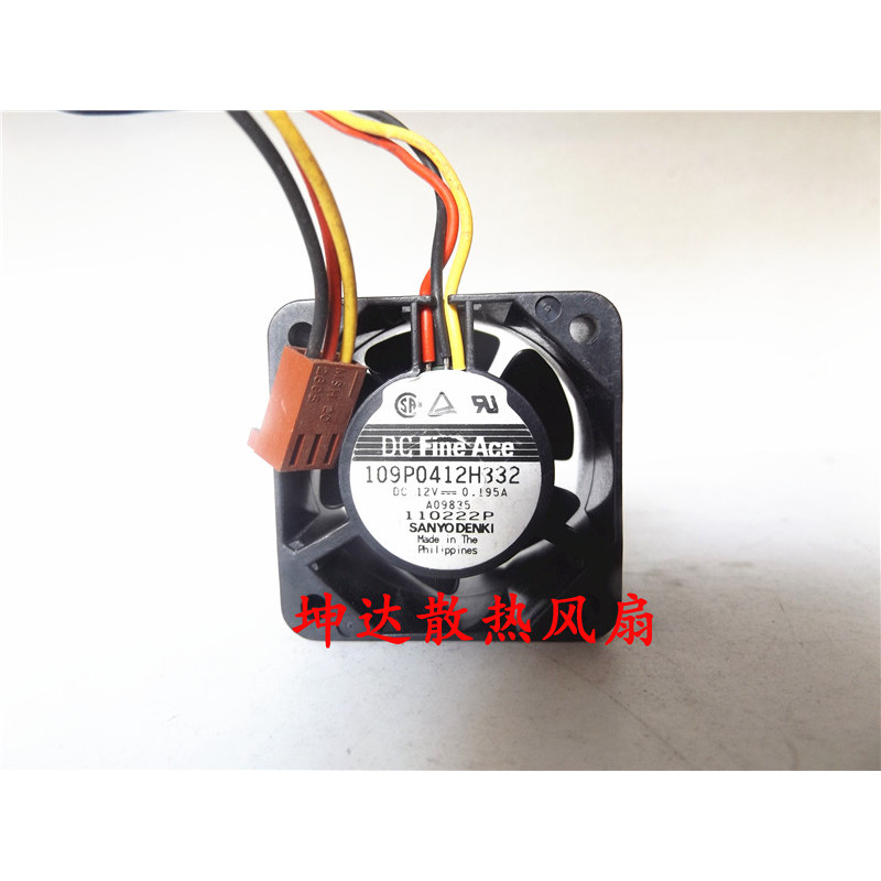 ญี่ปุ่น Sanyo 4 ซม. 1U2U พัดลมเซิร์ฟเวอร์ 4028 12V 0.195 A 109P0412H332