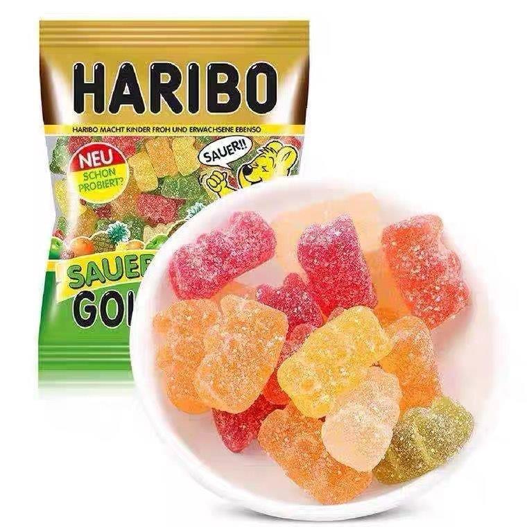 Baby Eat Haribo Haribo Haribo เยอรมันนําเข้า Golden Bear Sour Gummy Bear Gummy Bear Gummy Gummy Gumm