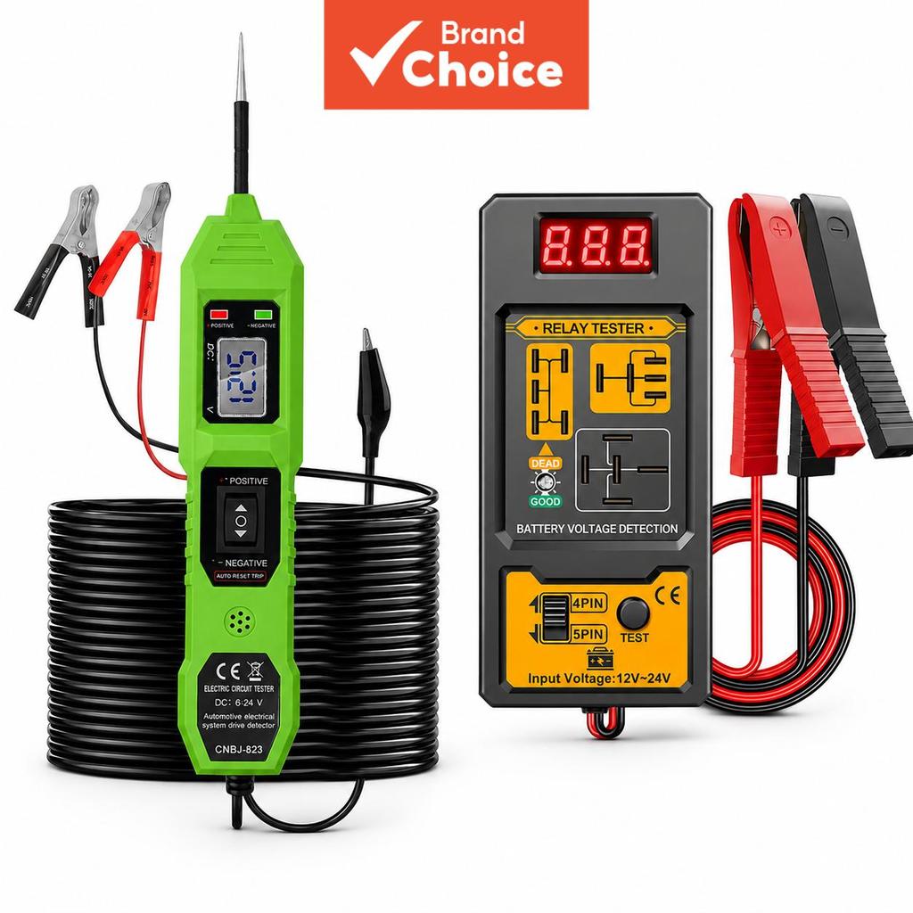 เครื่องทดสอบไฟฟ้ารถยนต์ชุดวงจร Probe 6-24v เครื่องวิเคราะห์รีเลย์ 12-24v 4/5 Pin เครื่องมือวินิจฉัยสายไฟ 2-in-1