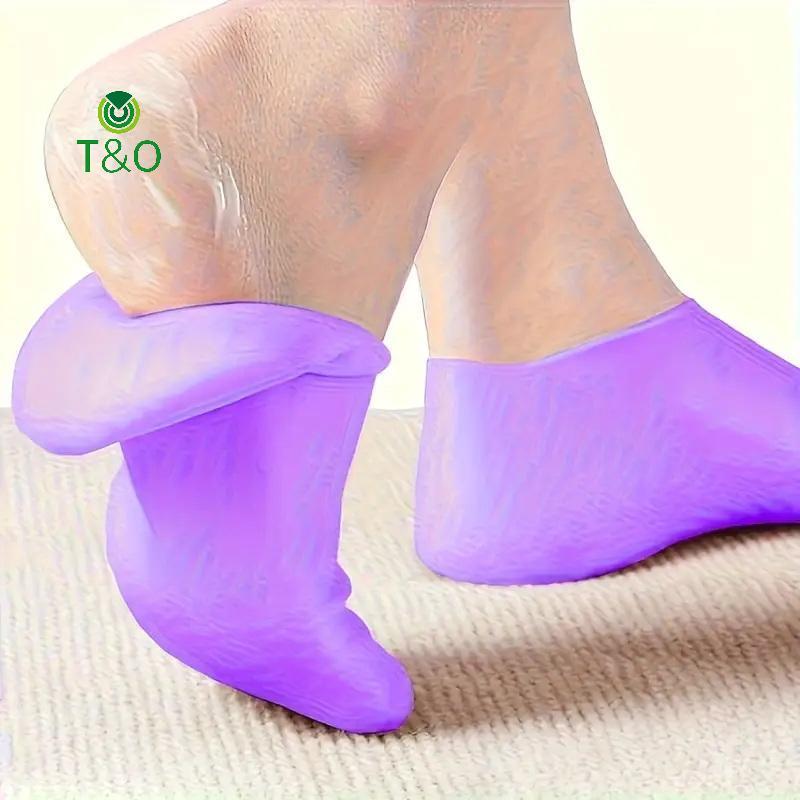 T & O 1 คู่ซิลิโคน Moisturizing เท้า Sos สําหรับแห้ง Craed ฟุต Foot Care Sos สปา Pedicure Sos นวด Mo