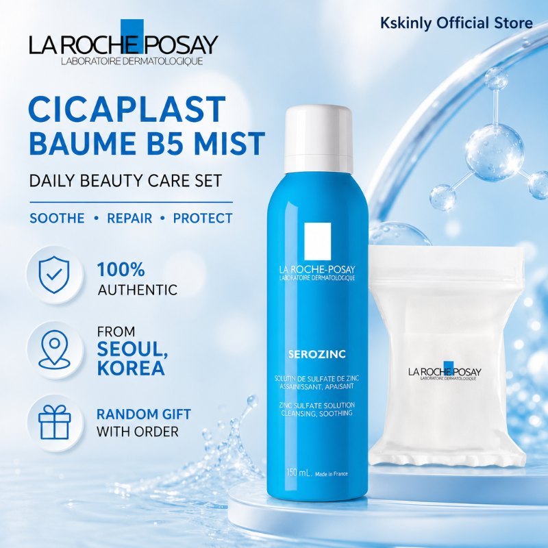La Roche-Posay Cicaplast Baume B5 Mist 150ml + สําลีแผ่น 30 ชิ้น Skincare Set เกาหลี Daily Olive You