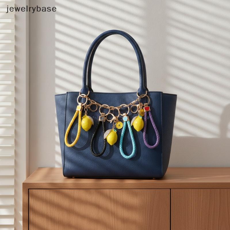 [jew] พวงกุญแจ Lemon Rhinestone, กระเป๋าหนัง PU Charm, Lovely Gift [TH]