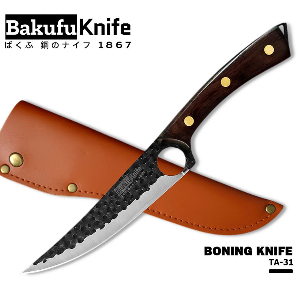 มีดทำอาหาร มีดเลาะกระดูก Bakufu TA-31 มีดเชฟ มีดหั่นเนื้อ มีดแล่ปลา เหล็ก 4Cr13 ด้ามไม้ พร้อมปลอก