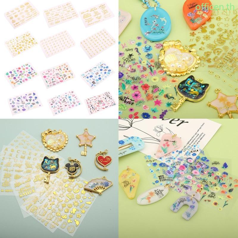 Cen Gold Printing Sticker Epoxy Flower Series Blessing Sticker Alphanumeric Sticker