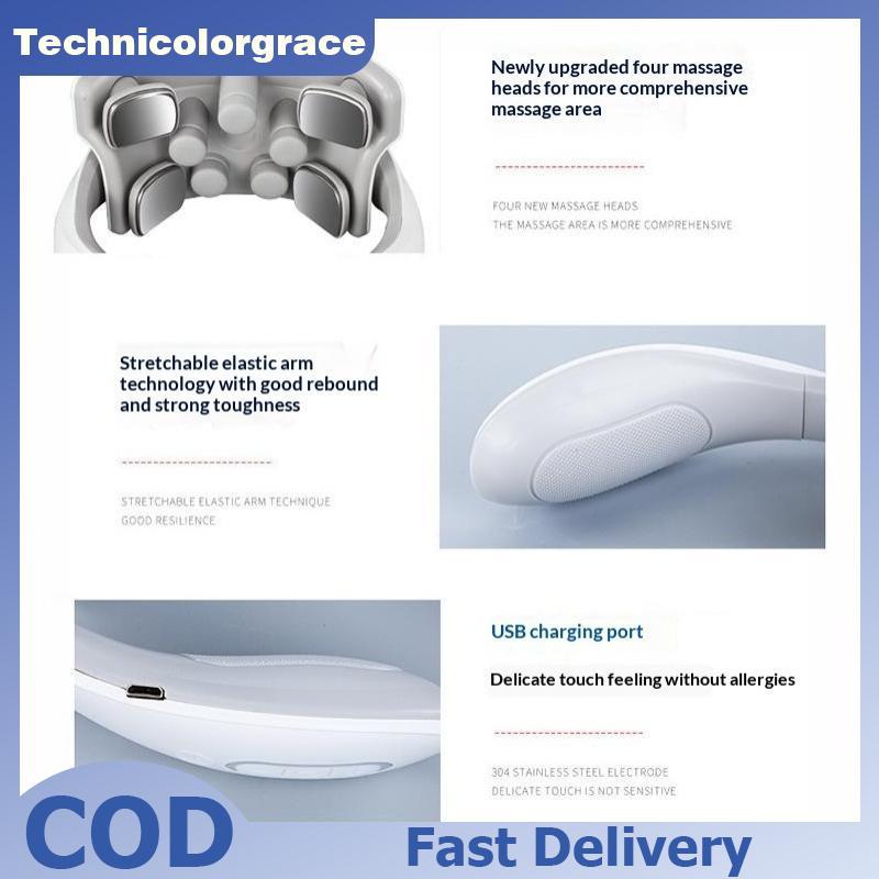 Technicolorgrace เครื่องนวดคออัจฉริยะ 5 โหมดนวดตามหลักสรีรศาสตร์แบบพกพาอุปกรณ์บรรเทาอาการปวดคอสําหรั