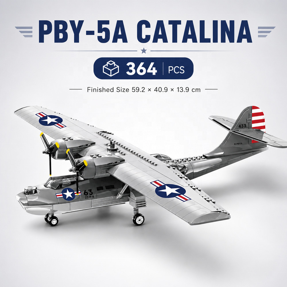 Wange 5008 Seaplane PBY-5A Catalina Building Block ชุดของเล่นทหาร Fighter Jets พลาสติกประกอบเครื่องบ
