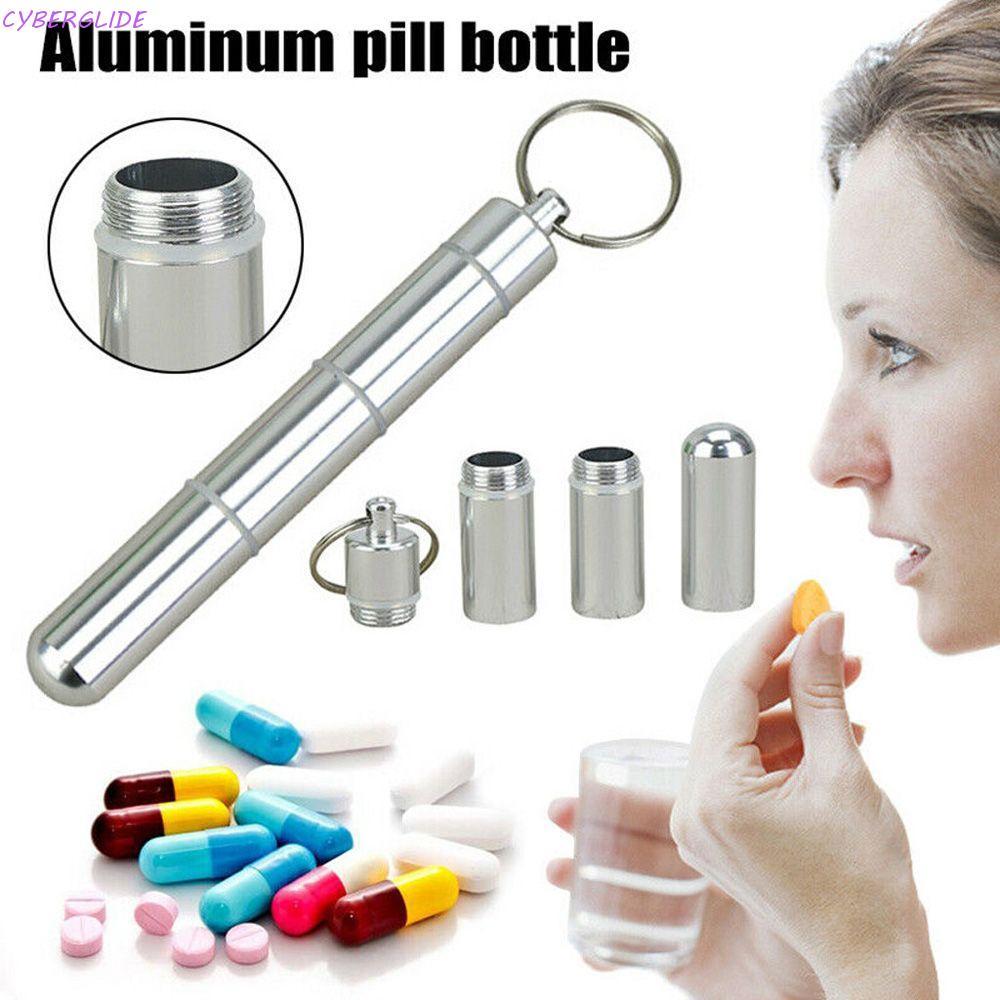 CYBERGLIDE Pill Container Pill Bottle Outdoor With Keychain Pill Storage Waterproof Pocket Pill Case