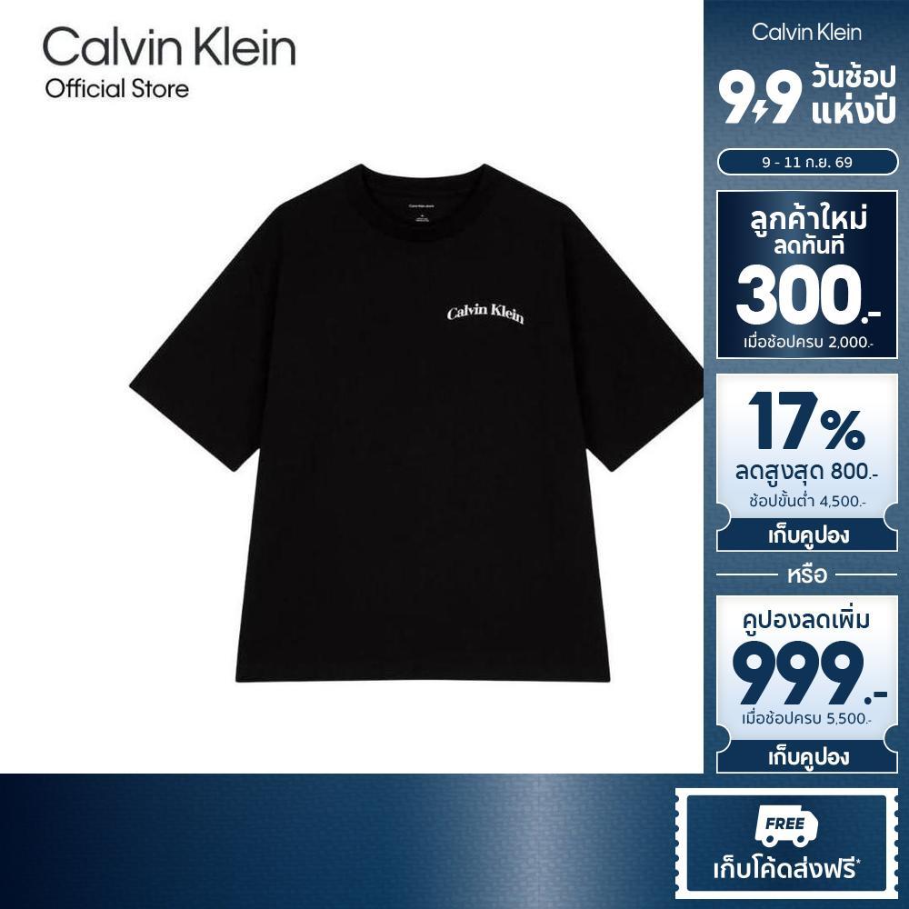 CALVIN KLEIN เสื้อยืดคอกลมผู้ชาย Graphic Logo ทรง Relaxed รุ่น 4RF854G UB1-สีดำ