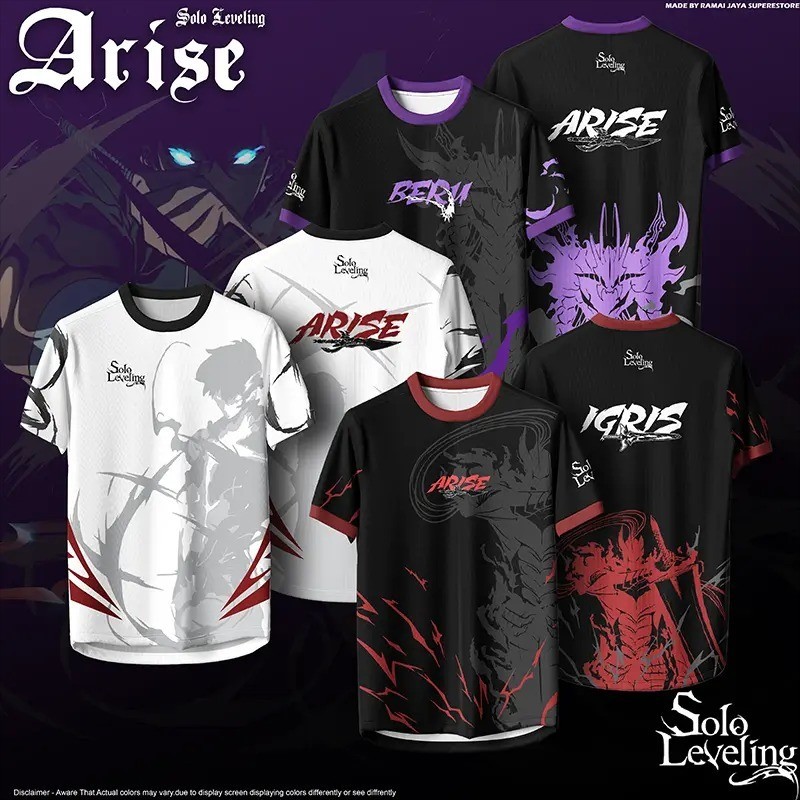 S-8XL Solo Leveling Arise IGRIS BERU Fanออกเมื่อพิมพ์ออกแบบรอบคอไมโครไฟเบอร์อะนิเมะ | พลัสไซส์ ไซส์ 