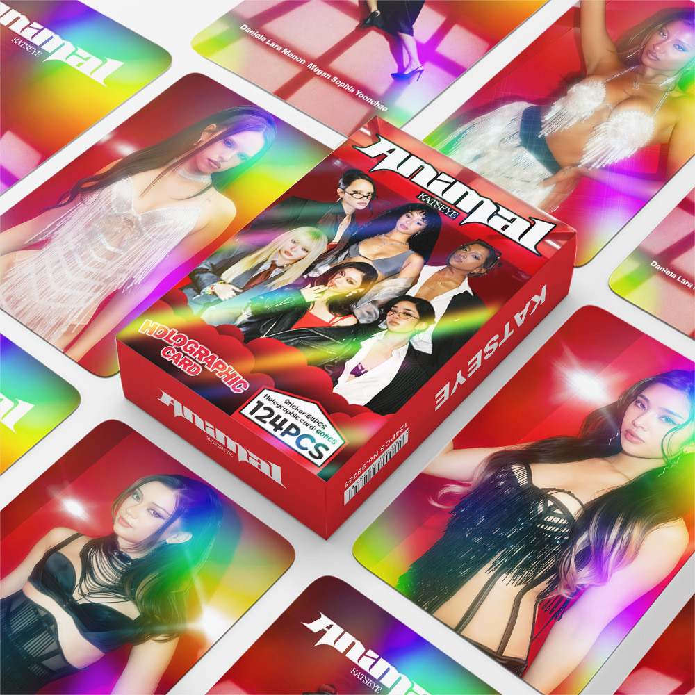 พร้อมสต็อก การ์ดเลเซอร์ 124 KATSEYE แฟลชการ์ดสินค้าสัตว์เล็ก Star Mini Sticker LOMO Card