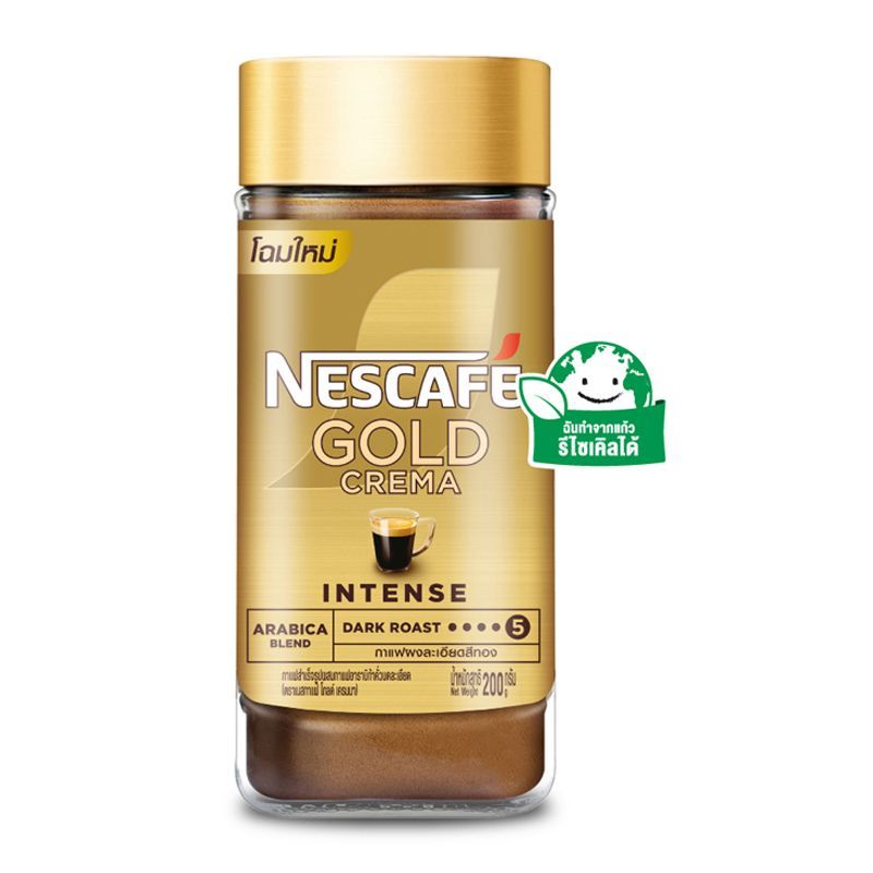 เนสกาแฟโกลด์เครมมากาแฟสำเร็จรูปผสมกาแฟคั่วบดละเอียดขวด 200กรัม Nescafe Gold Crema Jar 200g