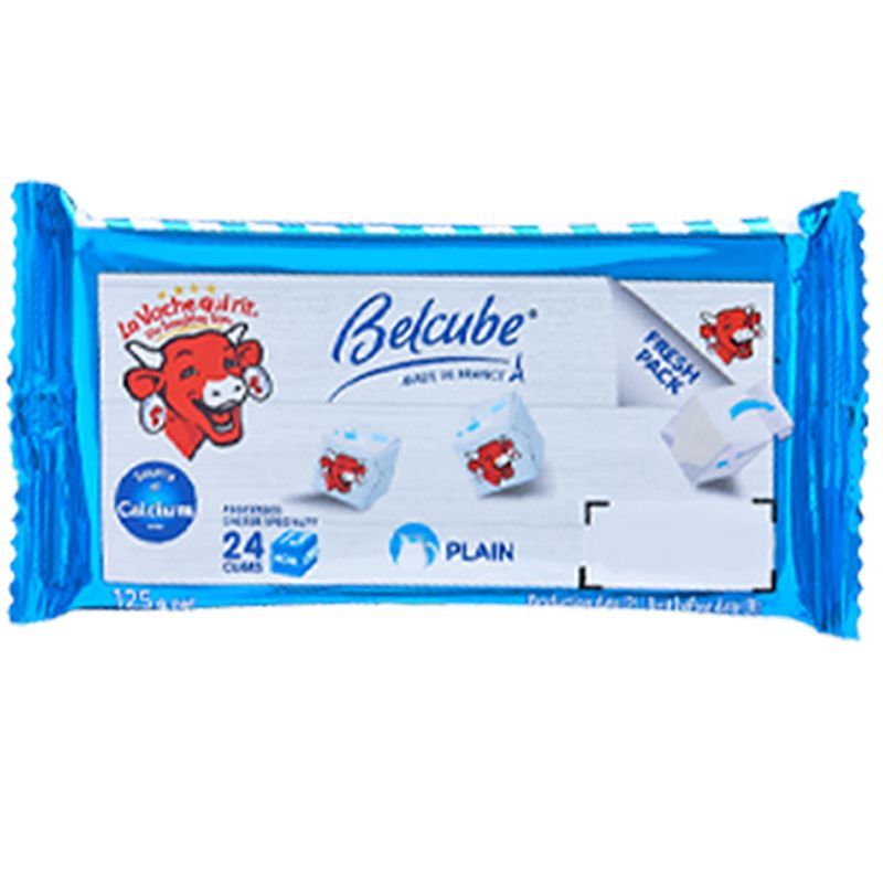 เดอะลาฟวิ่งคาวชีสสเปรดเบลคูย์บบูล 125กรัม The Laughing Cow Cheese Spread Belcube Blue 125g.