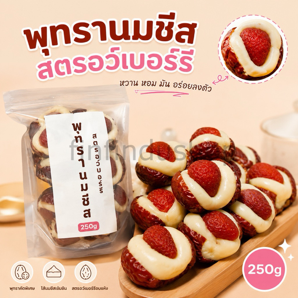 พุทรานมชีสสตรอว์เบอร์รี 250g เปรี้ยวหวานลงตัว
