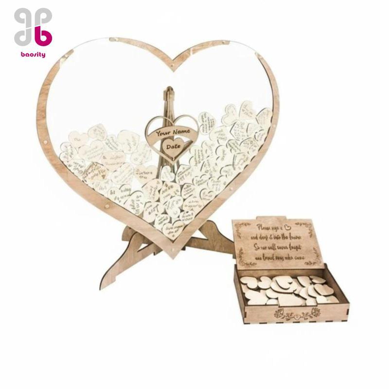 ความBaosity Wedding Heart Drop Box Sensimental Heart Drop Box หนังสือแขกงานแต่งงานแทนสําหรับคู่รัก