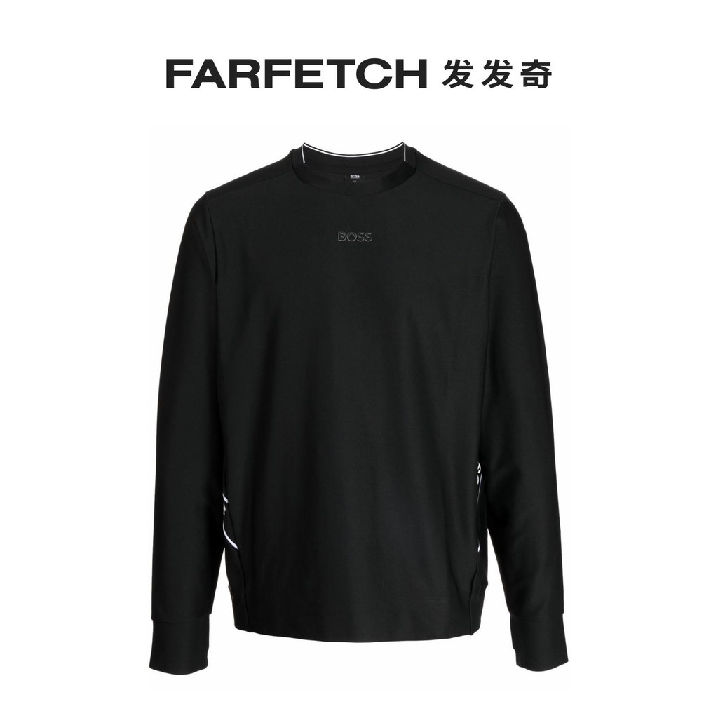 BOSS Hugo Boss เสื้อสเวตเตอร์คอกลมพิมพ์ลายโลโก้สำหรับผู้ชาย