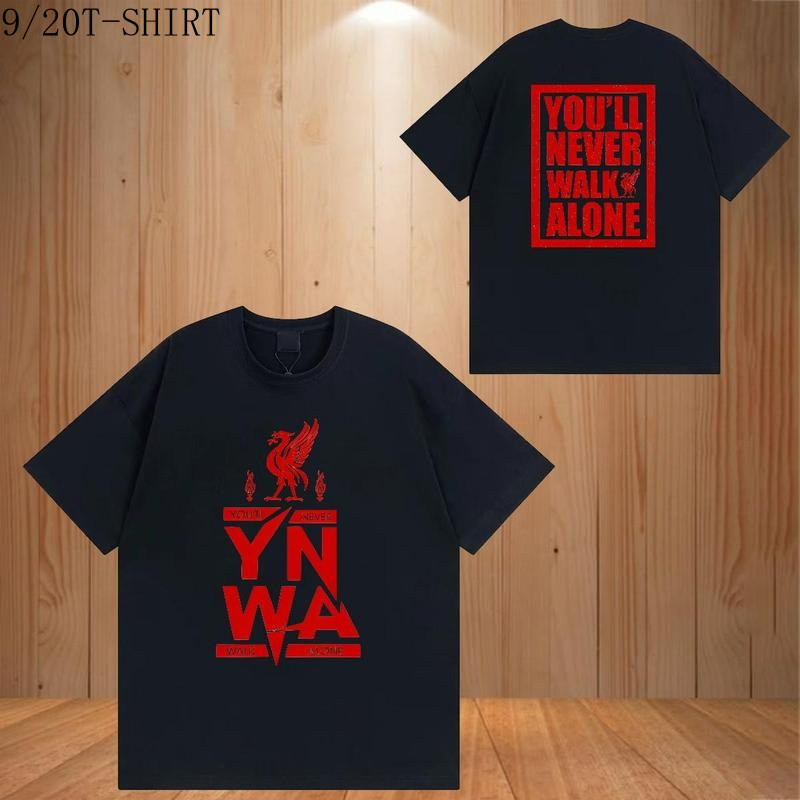 เสื้อคลับฟุตบอลลิเวอร์พูลแขนสั้นคอกลมสำหรับผู้ชาย ทำจากผ้าฝ้ายแท้ สไตล์ใหม่เหมาะกับฤดูร้อน
