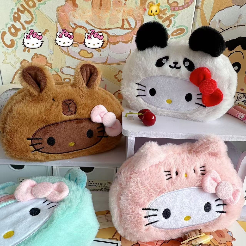 กล่องดินสอตุ๊กตา Hello Kitty - กระเป๋าเครื่องเขียนความจุขนาดใหญ่ (อุปกรณ์เสริมแฟชั่นที่เกิดได้)