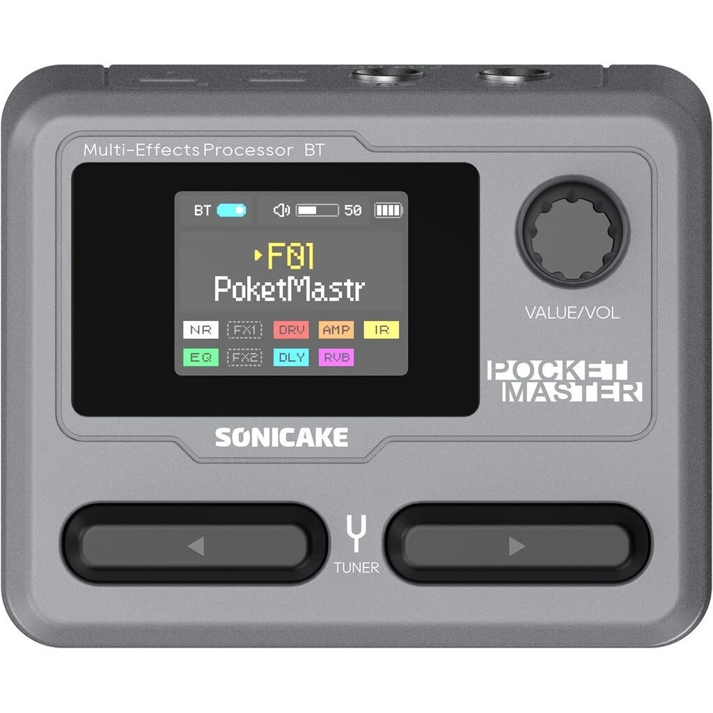 SONICAKE Pocket MasterMulti Effects กีตาร์เหยียบ 9 โมดูล 100 กลอง Rhythms และ Looper 100 Presets 20 