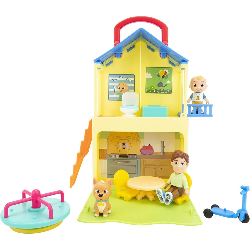 CoComelon Deluxe Pop n' Play House - Transforming Playset - Features JJ, JJ’s Dad, Bingo The Puppy, 
