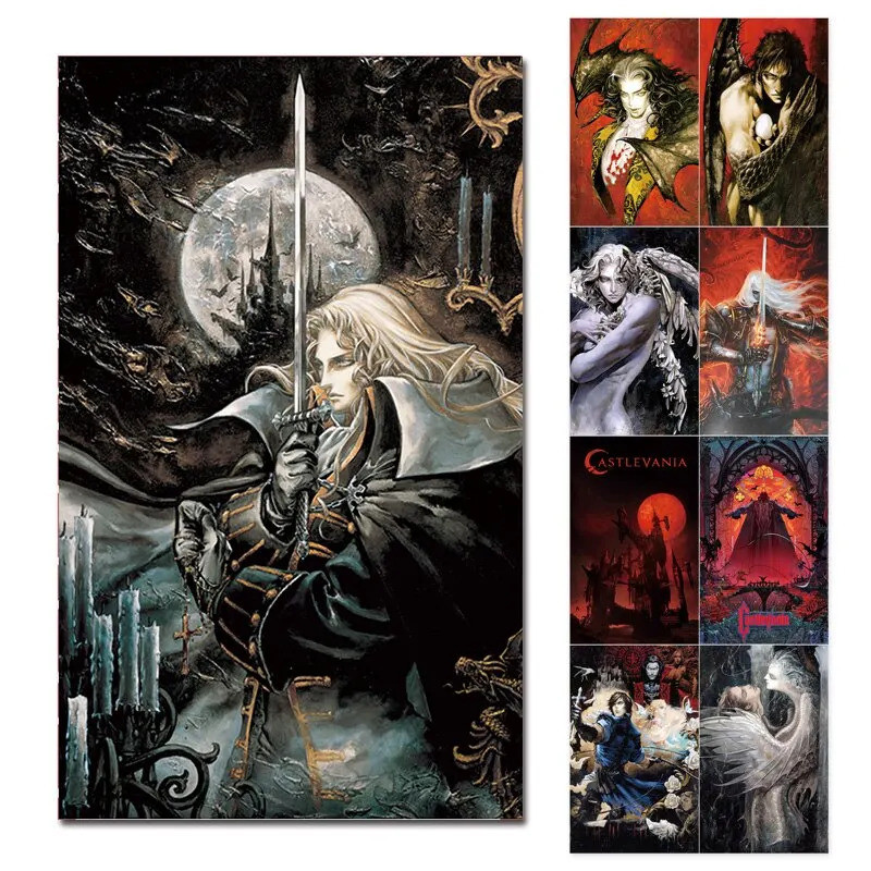 เกมโปสเตอร์ Leon Belmont Castlevania แวมไพร์ Dracula Alucard พิมพ์บนกระดาษตกแต่งห้อง