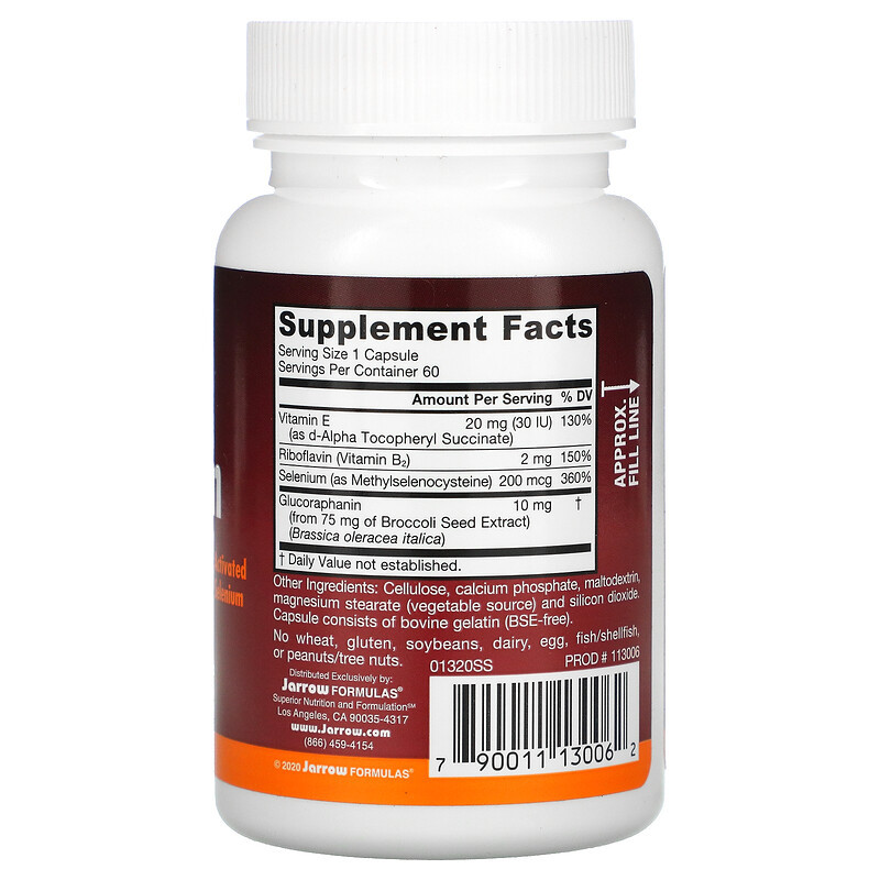 Jarrow Jarrow Co-Selenium Active Selenium Methyl Selenium ทดแทน Cysteine มีแครอท Sulfide 60