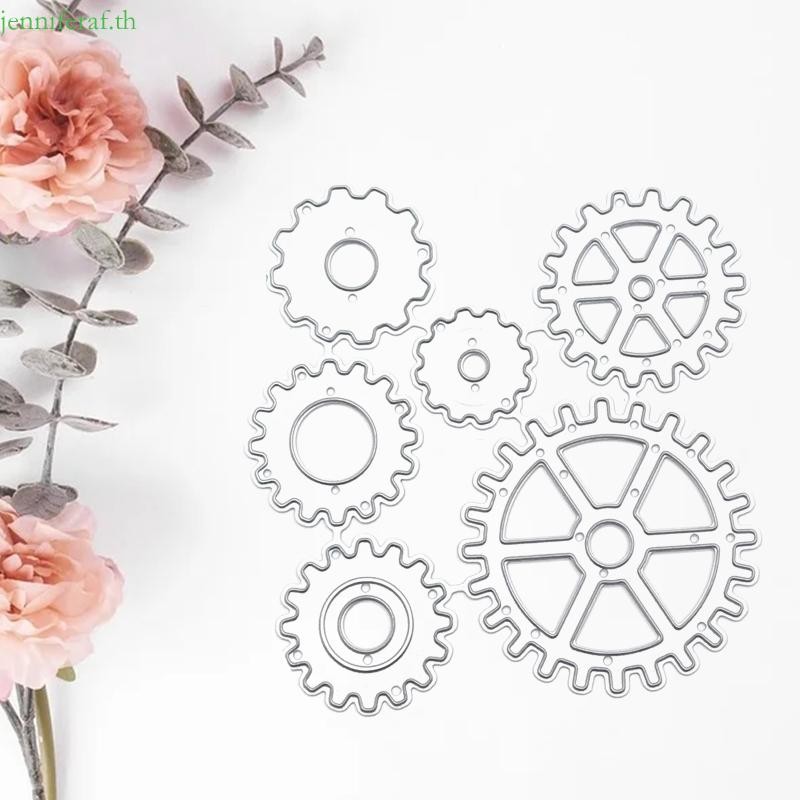 Jenniferf Steampunk Gear Cutting Dies Stencil สําหรับ Creative Paper Art Cutting Templa