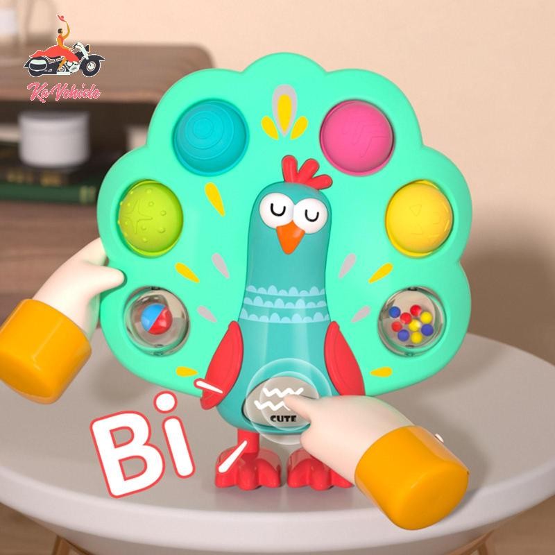 [Whstrong] นกยูงกดของเล่นประสาทสัมผัสของเล่น Busy Cube สําหรับ 12-18 เดือนผู้ใหญ่ชายหญิง