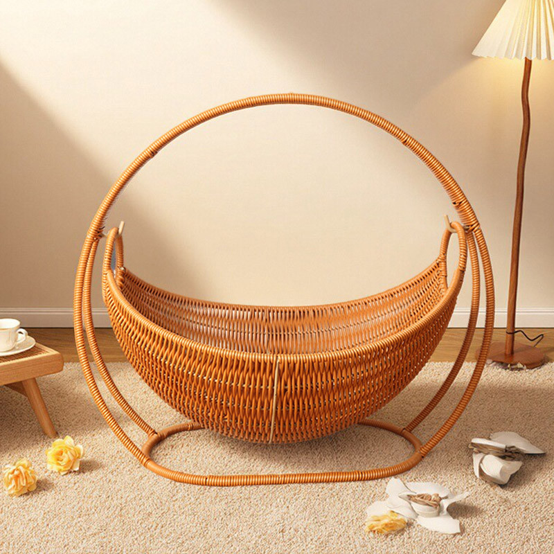 รังแมว เปลแมว รังแมวหวายเลียนแบบ กรงแมวกึ่งปิด ระบายอากาศดี หวายแมวกรง เตียงแมวขนาดเล็ก - รูปที่ 7