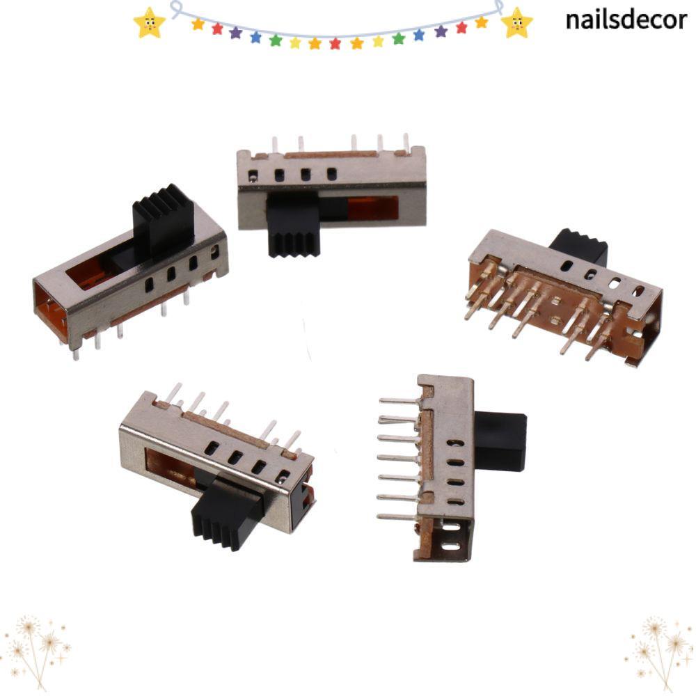NAILSDECOR 5 ชิ้น Micro Slide Switch, SS-24E01 4 ตําแหน่งสลับสวิทช์, Mini 5 มม.สลับ 10P 2P4T แนวตั้ง