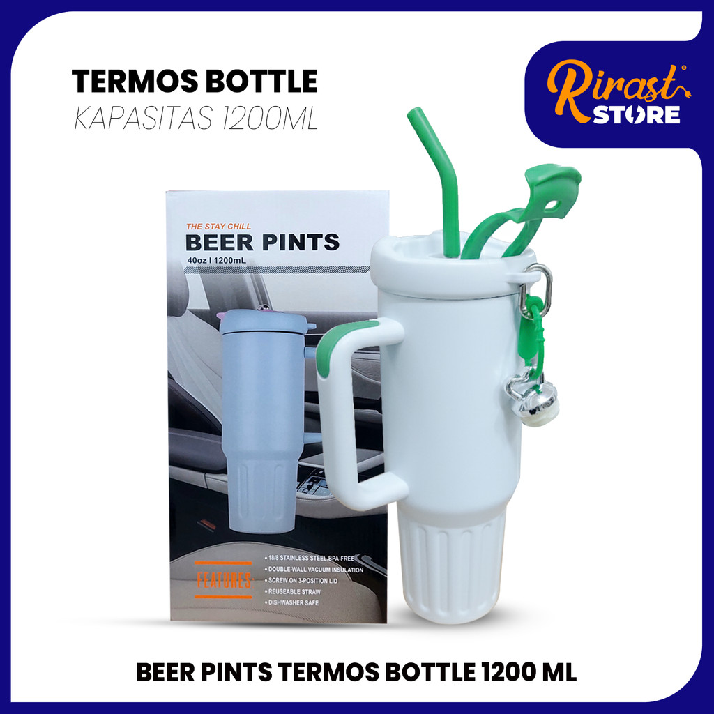 RIRAST - TERMOS VACUUM FLASK 1200ML BEER PINTS THERMOS TRAVEL TUMBLER ดื่มน้ําความร้อนและความเย็นสแต