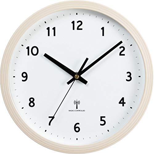 Iris Plaza Wall Clock Radio-Controlled Ivory Diameter 25cm with Dial Receives radio signals to keep 