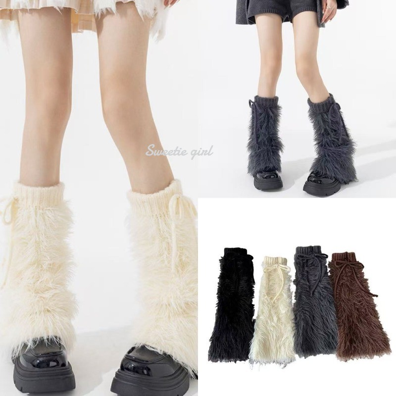 ถุงเท้าผู้หญิง Mink ขนแกะหนา อบอุ่น สำหรับ Lolita และสไตล์วิทยาลัย JK สวมใส่สบายเหมือนลูกวัว
