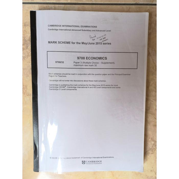 Cambridge IGCSE เศรษฐศาสตร์ Mark Scheme กระดาษระดับ A 3 Past กระดาษคําถามฝึก ...ELECTRON ELECTRON