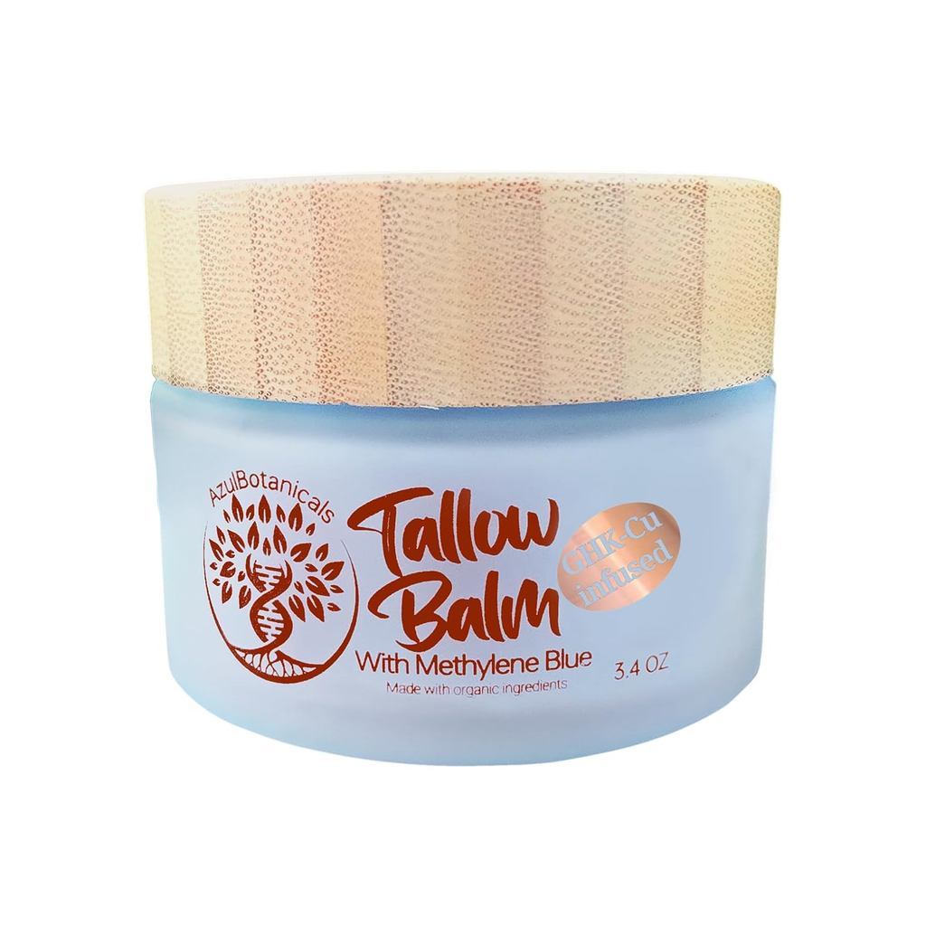 Copper Peptide GHK-Cu & Methylene Blue Infused Whipped Grass Fed Beef Tallow Balm, Anti-Aging, Fine 