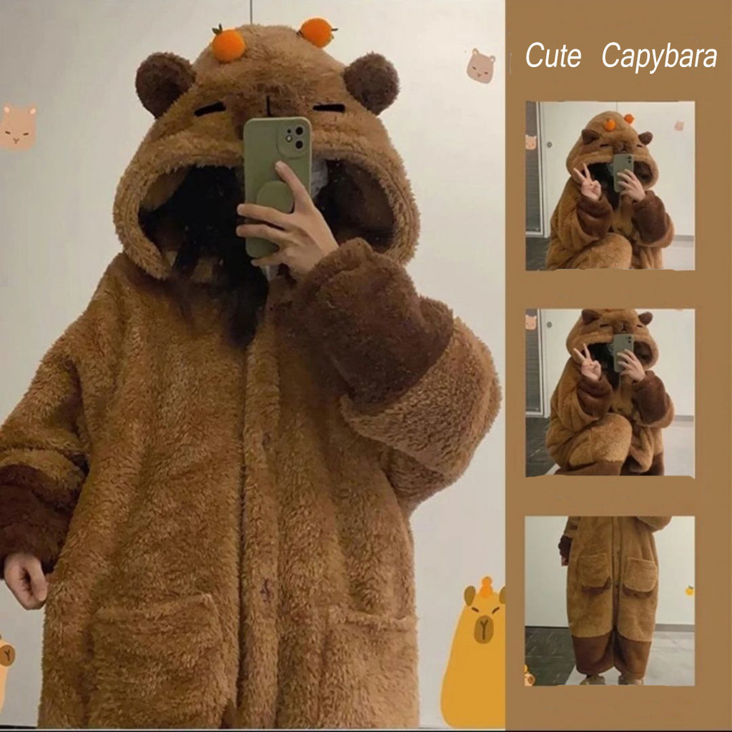 ผู้ใหญ่ Capybara คอสเพลย์เครื่องแต่งกาย Robes Kigurumi Onesie อะนิเมะ Nightgown ฮาโลวีนการ์ตูน Pyjam