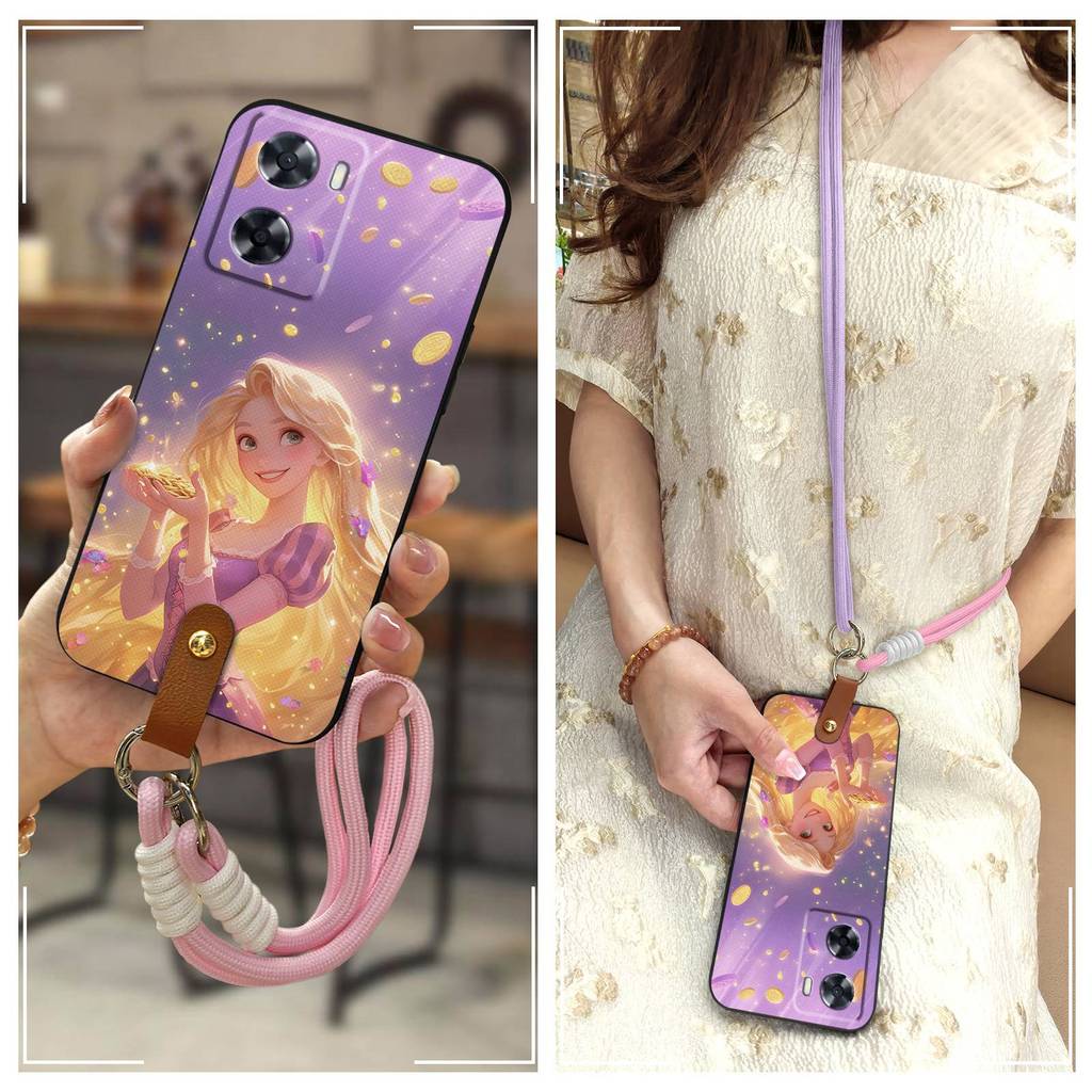 Full wrapเคสโทรศัพท์TPUสําหรับOPPO A57 4G 2022/A57S 4G/A57E 4G/A77 4G/A77S LanyardแนวทแยงAnti-KNOCKก