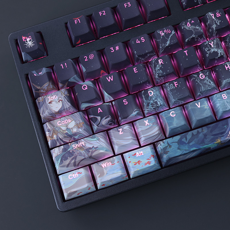 Turbid Heart Skadi Keycap โปร่งแสง PBT ระเหิดพรุ่งนี้ Ark Deep Sea Hunter Skadi การปรับแต่งสองมิติ