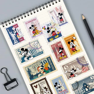 สติกเกอร์ลายแสตมป์วินเทจ 50ชิ้น Stamp มิคกี้ เมาส์' ลิขสิทธิ์แท้ Disney กันน้ำ DIY Sticker โน้ตบุ๊ก