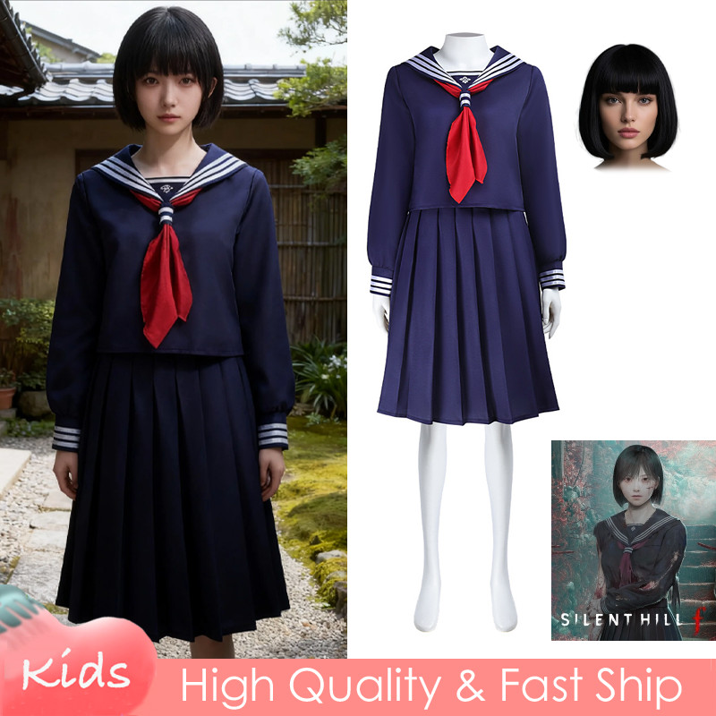 Silent Hill F Hinako คอสเพลย์ สีน้ำเงินเข้ม ชุดJKญี่ปุ่น สำหรับผู้หญิงผู้ใหญ่ ใช้งานได้ในฮาโลวีนและเ