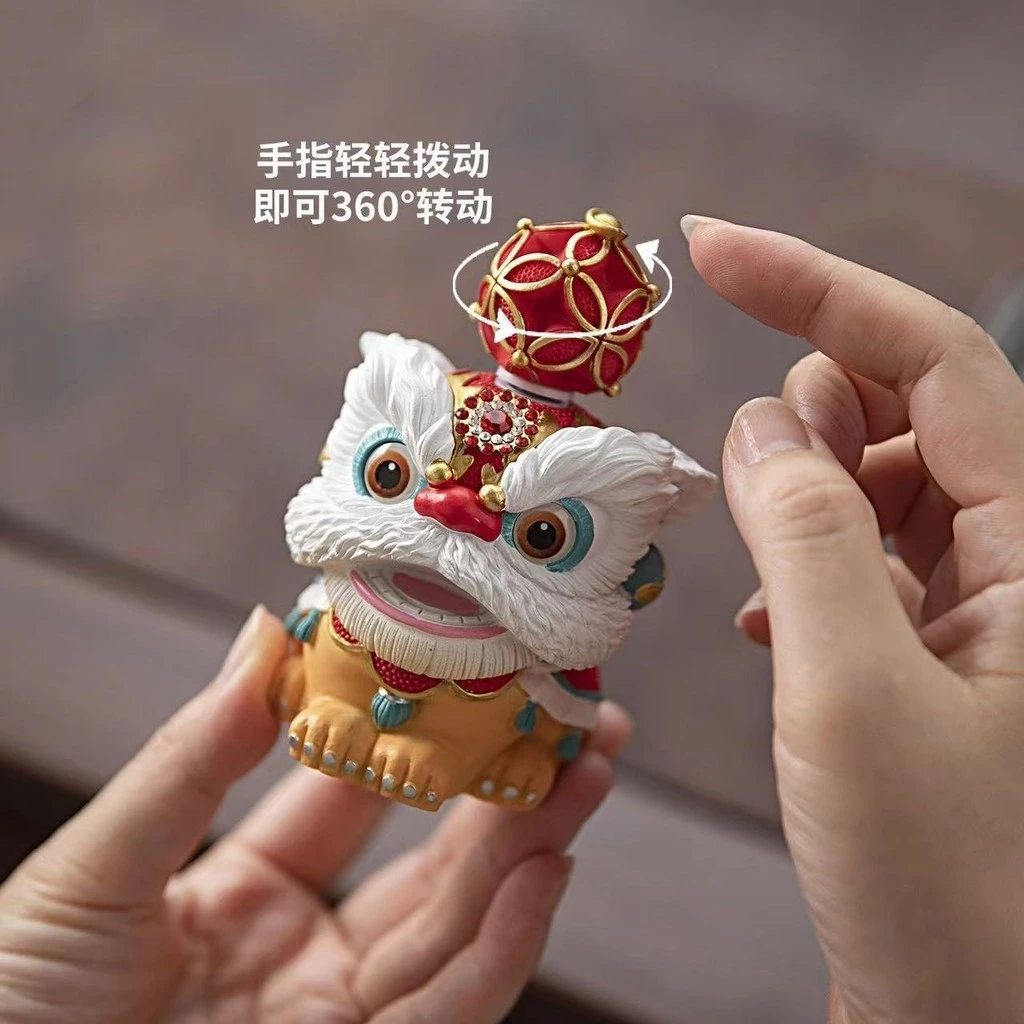 รูปปั้นสิงโตจีนเรซิ่น หมุนได้ 360 องศา ของแต่งบ้าน thumbnail 6