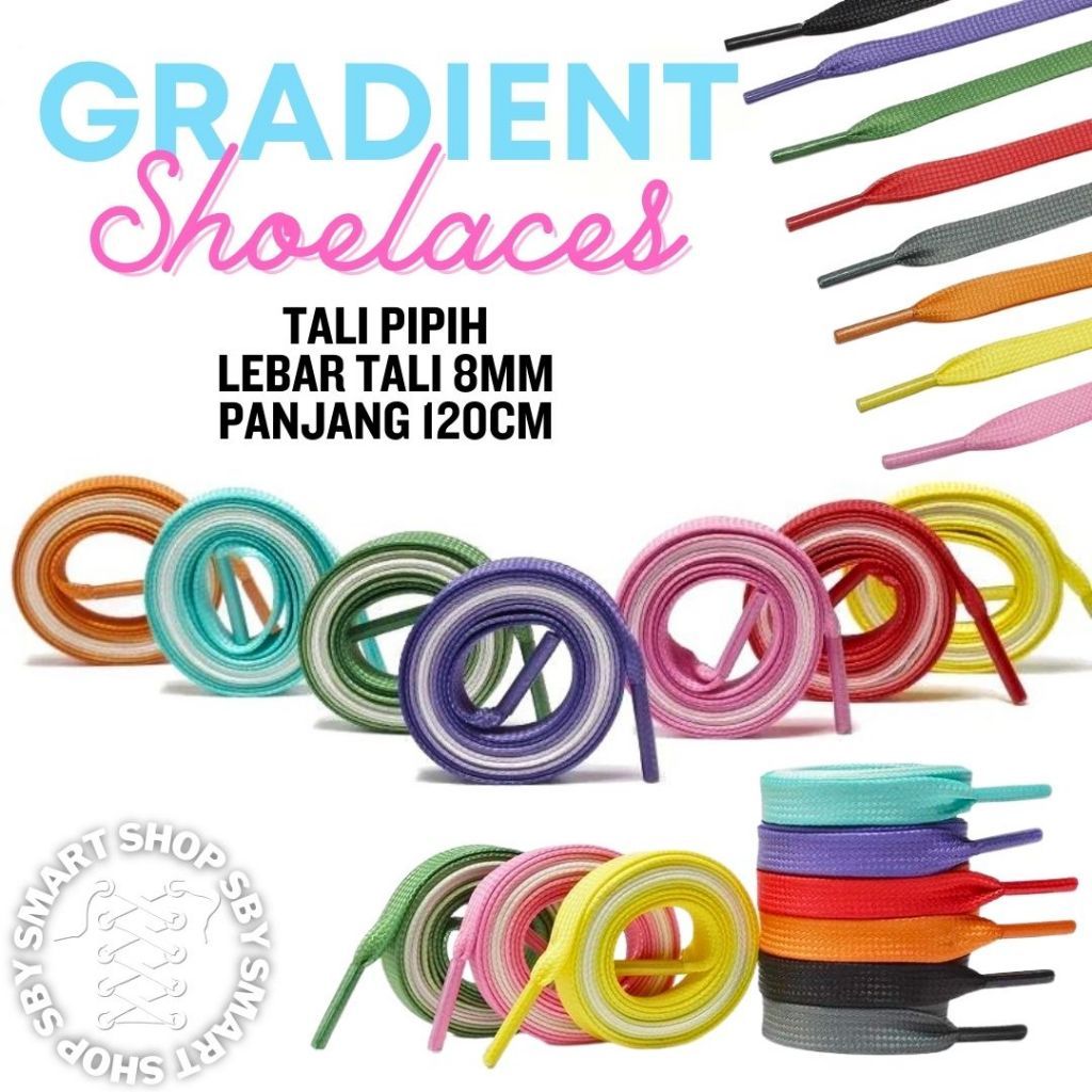 (Y) GRADIENT SERIES Glow สะท้อนแสง GRADIENT Shoelaces กว้าง 8 มม. ยาว 120 ซม.