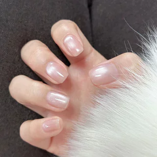 PP🆗 เล็บปลอม เล็บมือ สีลูกแก้ว สีพื้น สำเร็จรูป 24 ชิ้น